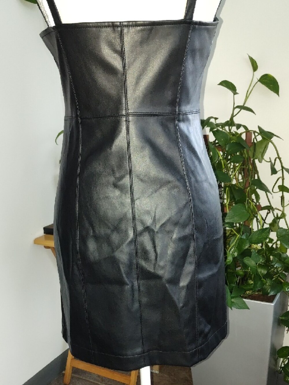 Forever 21 Black Faux Leather Button-Front Mini Dress - Picture 4 of 8